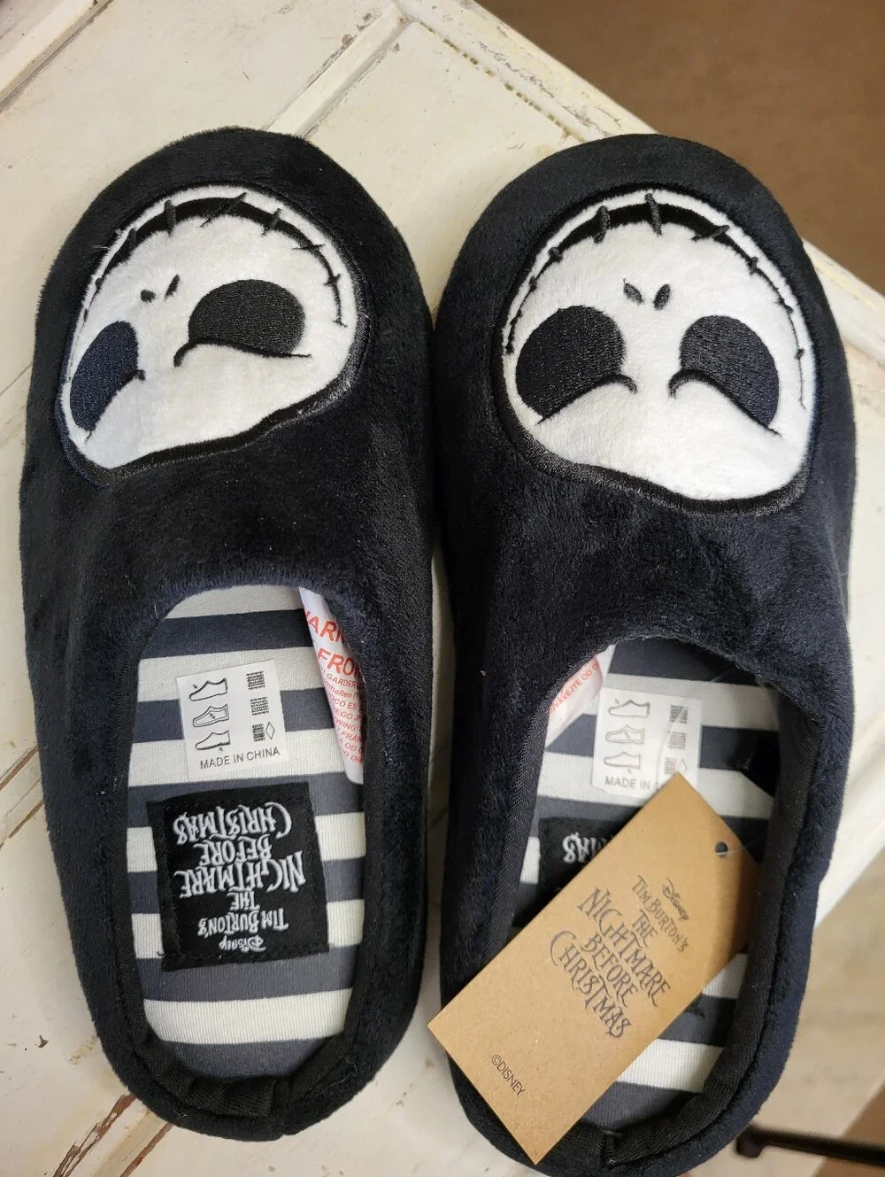 Disney Black Jack Skellington Kids Mule Slippers. Size 3/4